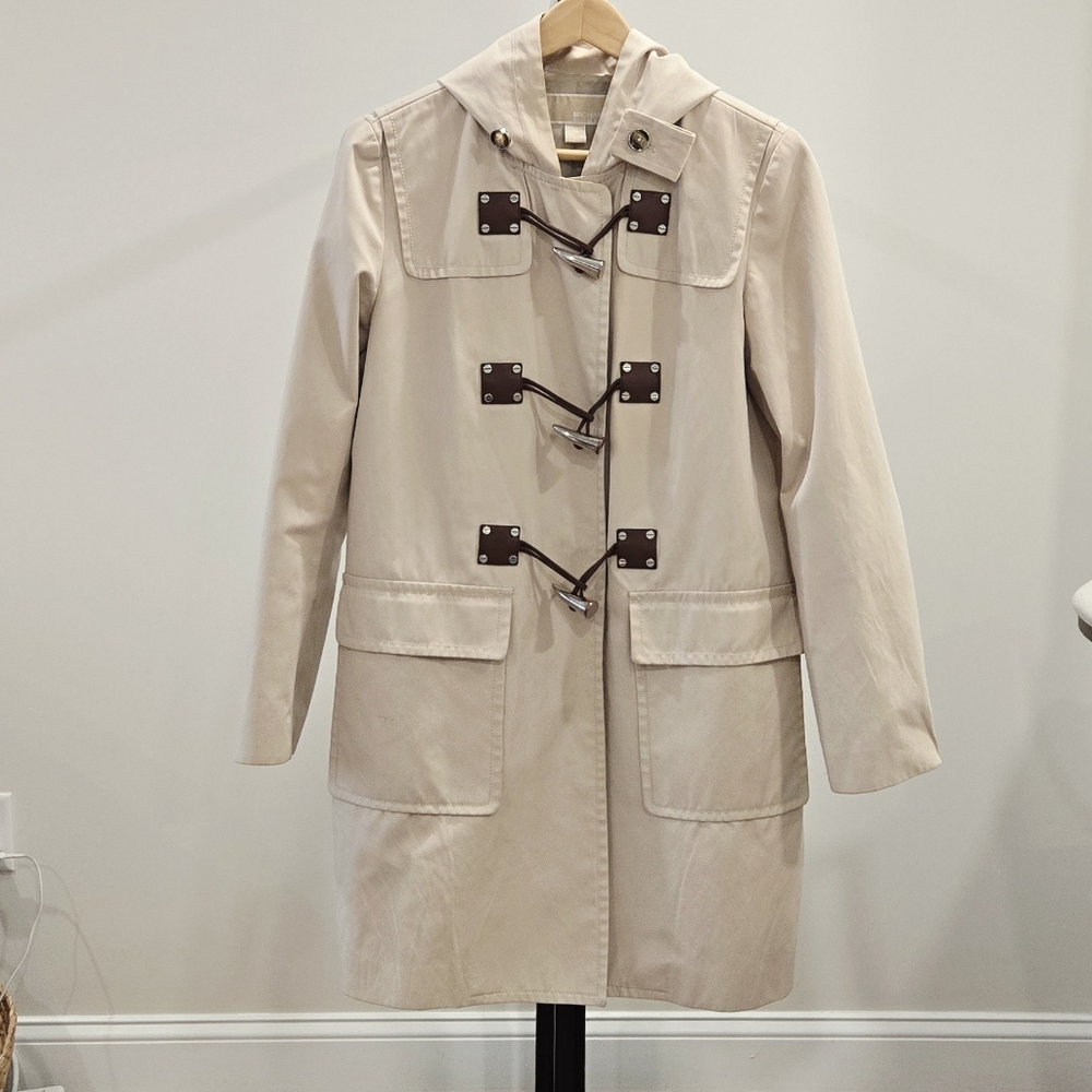 Michael Kors Hooded Toggle Jacket in Light Beige Size M